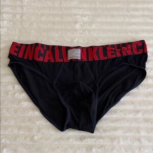 Calvin Klein Black Briefs with Red Logo Waistband